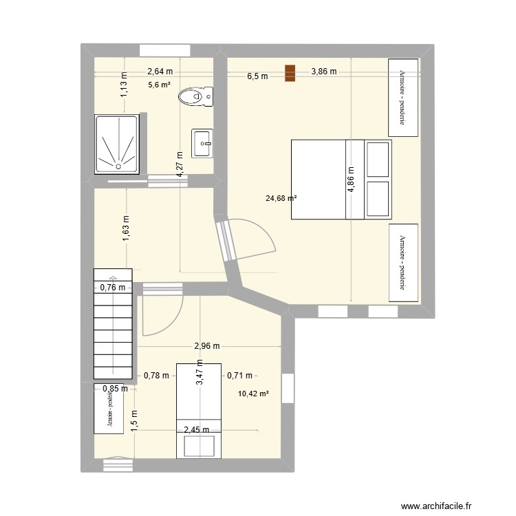 Etage vsdb. Plan de 0 pièce et 0 m2