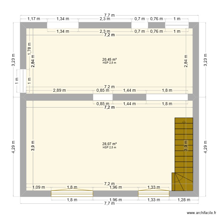 maison. Plan de 2 pièces et 49 m2