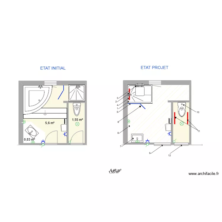MARSOT. Plan de 5  et 16 m²