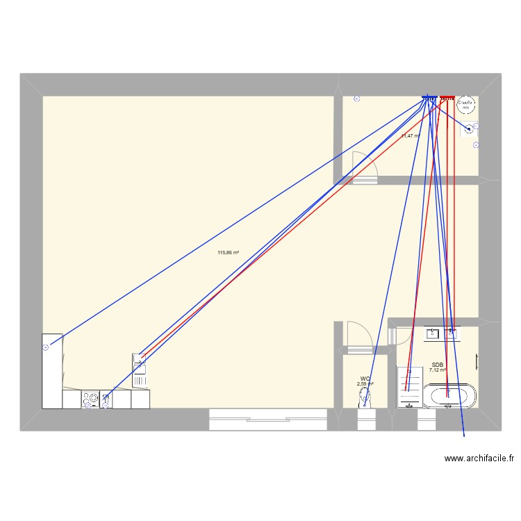 GRANGE. Plan de 4 pièces et 137 m2