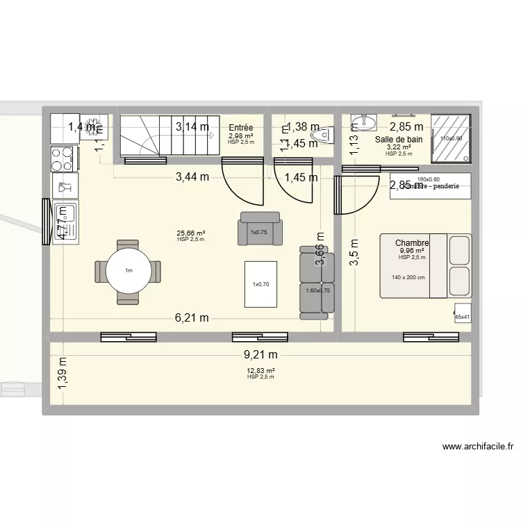 Dany niveau 2. Plan de 11 Pièces et 118 m²