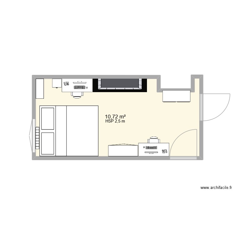 ma chambre. Plan de 1 pièce et 11 m2