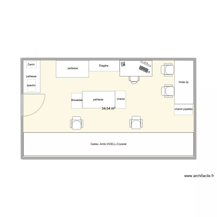 2A10 porte +35cm. Plan de 1  et 35 m²
