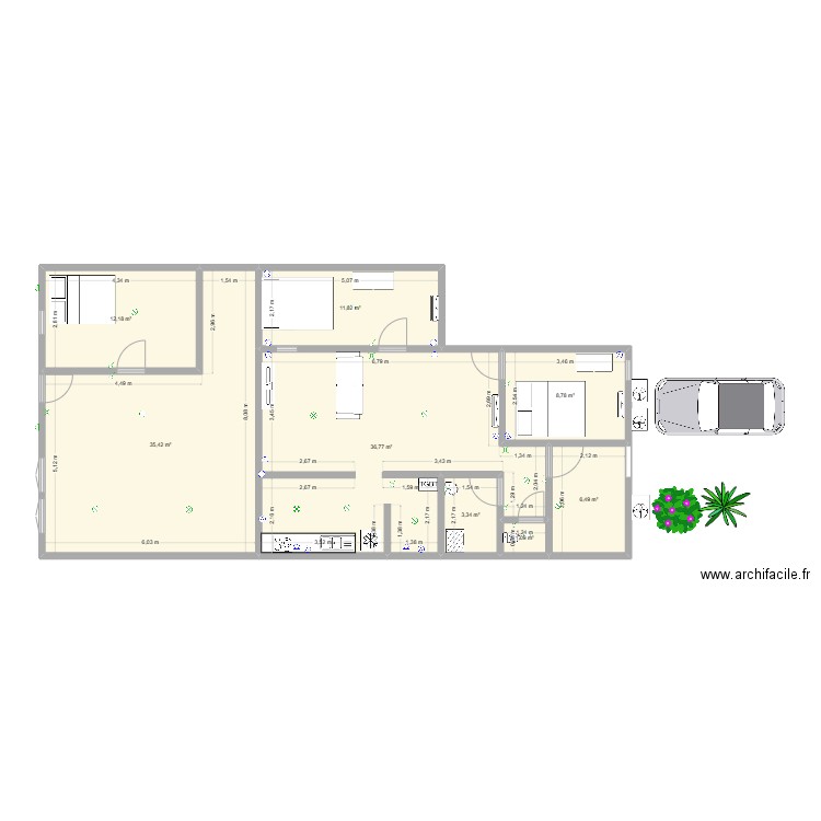 Plan maison 2. Plan de 8 pièces et 115 m2