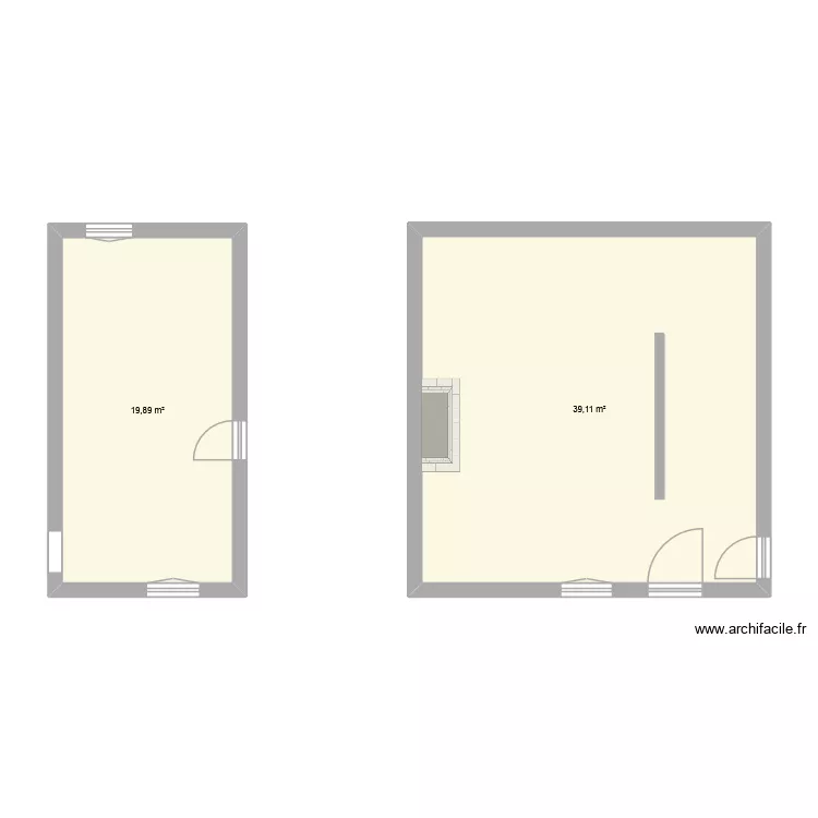 Chambre Amis. Plan de 2  et 59 m²