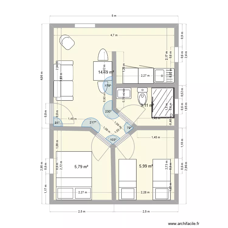 PlanX2. Plan de 4 pièces et 30 m²