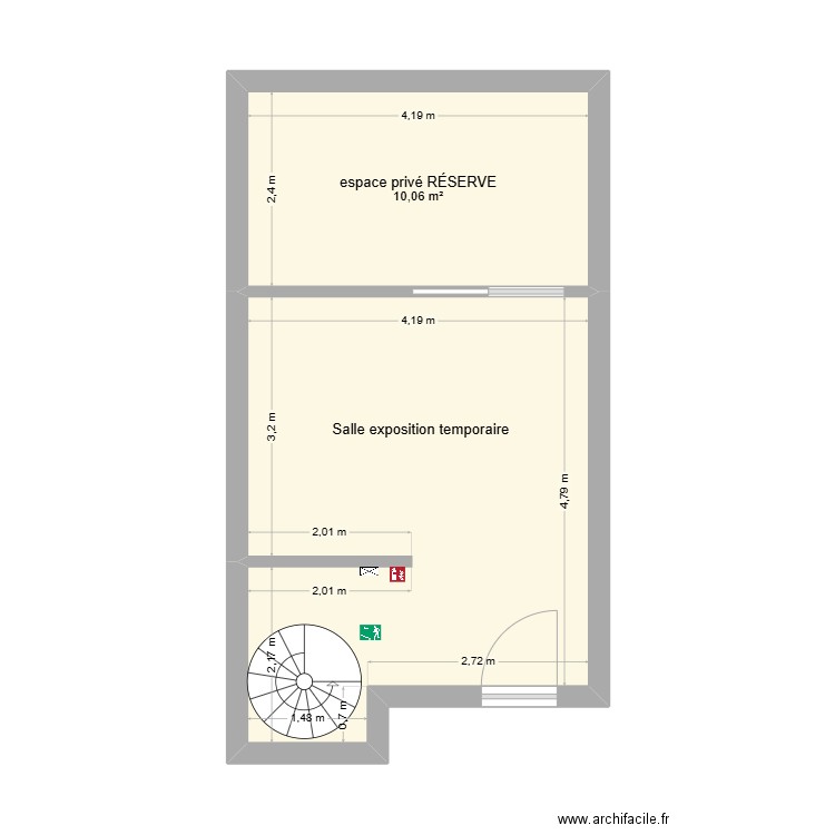 sous sol après travaux. Plan de 2 pièces et 31 m2