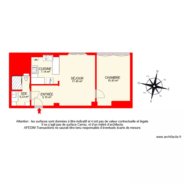 BI 33725 -. Plan de 8 pièces et 59 m²