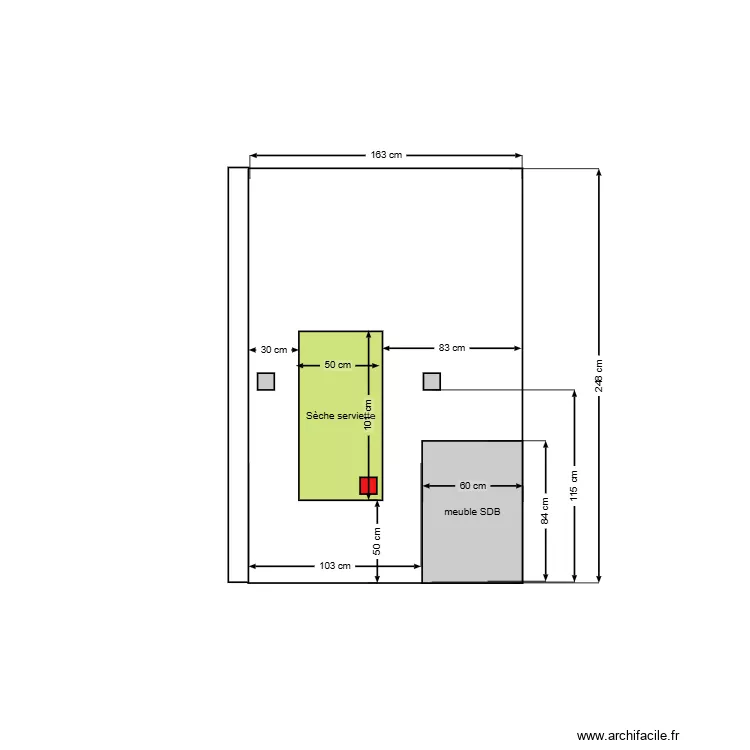 mur SDB s&egrave;che serviette. Plan de 