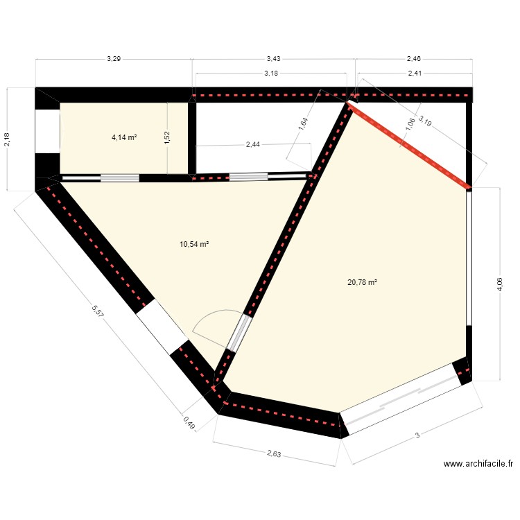 extension maison new 2. Plan de 3 pièces et 35 m2