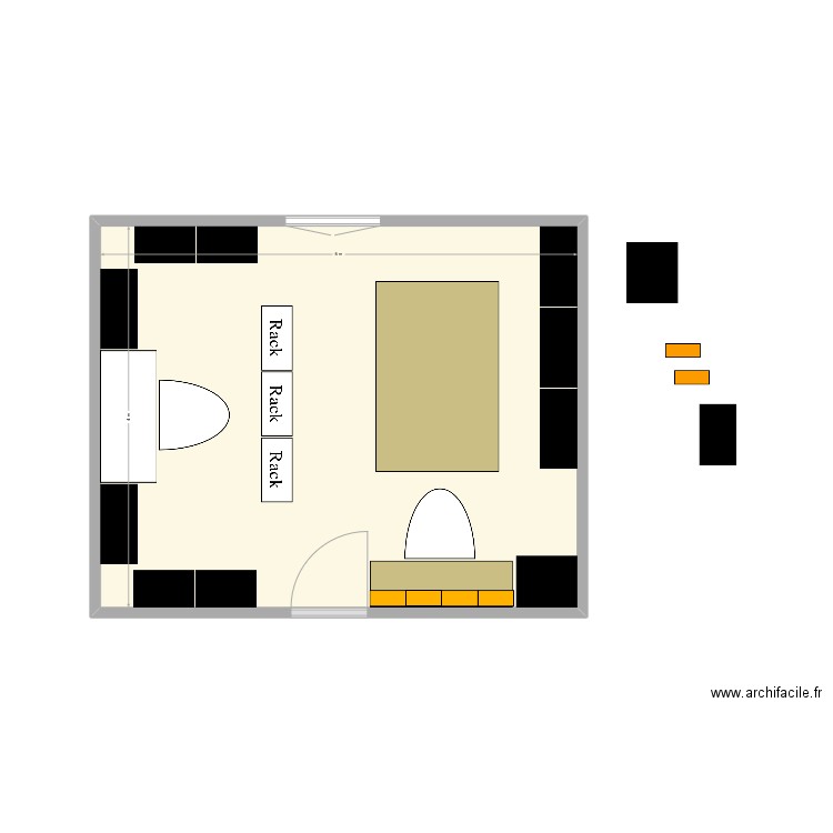 Bureau Ideal. Plan de 1 pièce et 20 m2