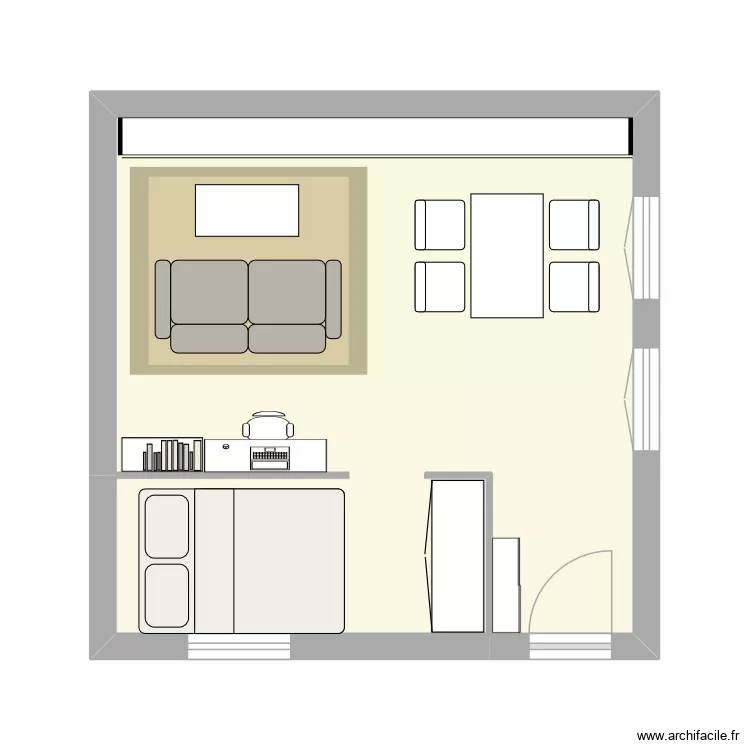 Studio. Plan de 1 Pièce et 25 m²