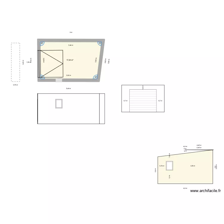 Devant garage. Plan de 