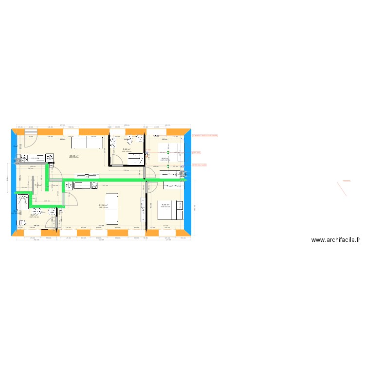 10 BUGEAUD R+1 V ELEC. Plan de 11 pièces et 79 m2