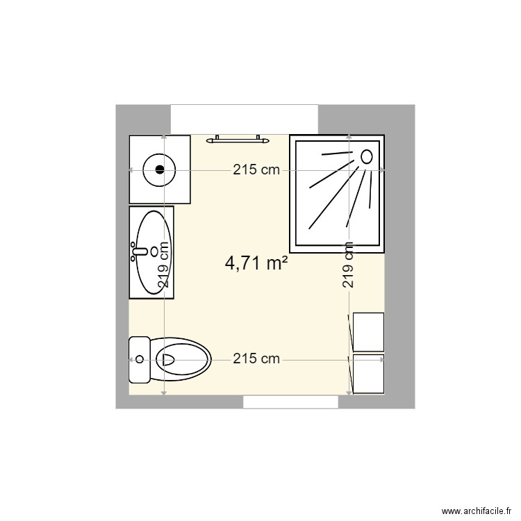 sdb etage godchot. Plan de 1 pièce et 5 m2