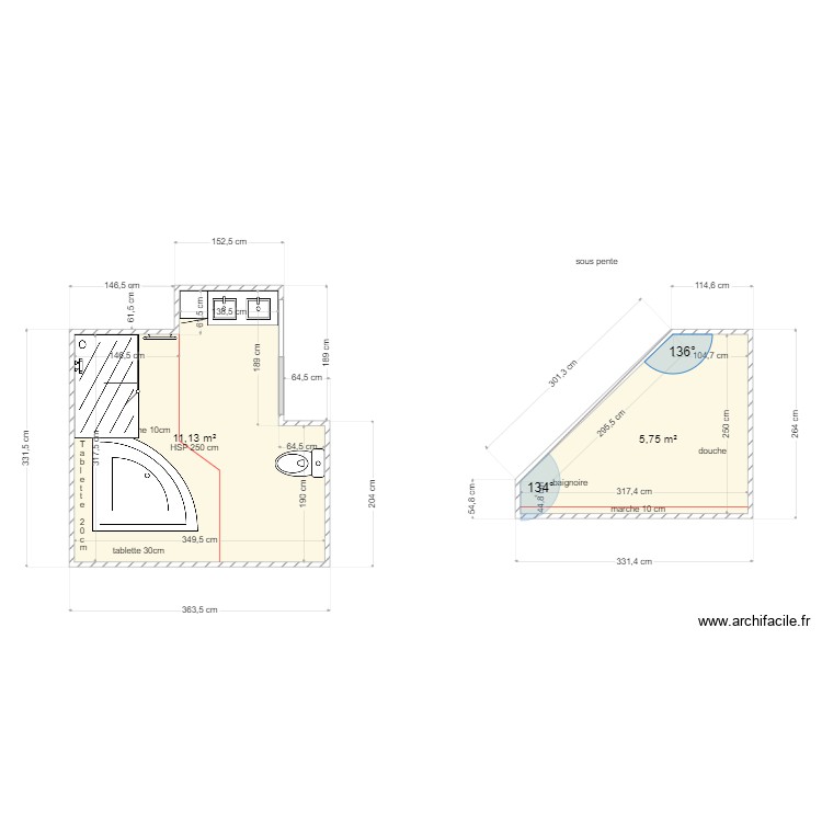 Salle de bain Tudoux. Plan de 0 pièce et 0 m2