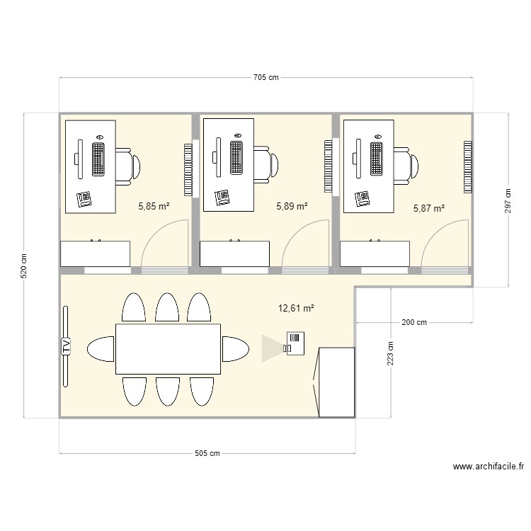 plan de base Version 1. Plan de 4 pièces et 30 m2