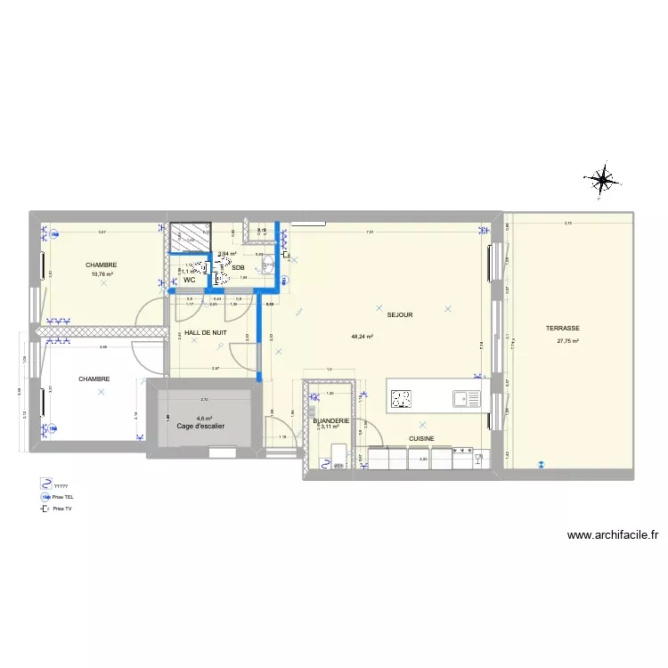 Jomouton 20261021 - Plan de base corrig&eacute; - am&eacute;nagement 1. Plan de 7 Pièces et 100 m²