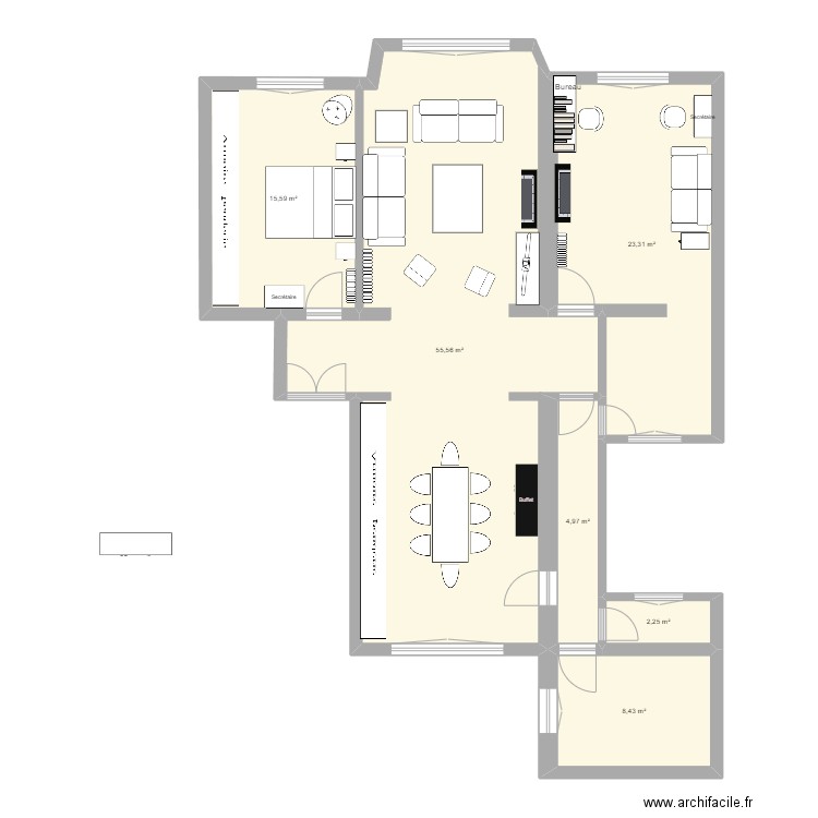 Vaneau. Plan de 6 pièces et 110 m2