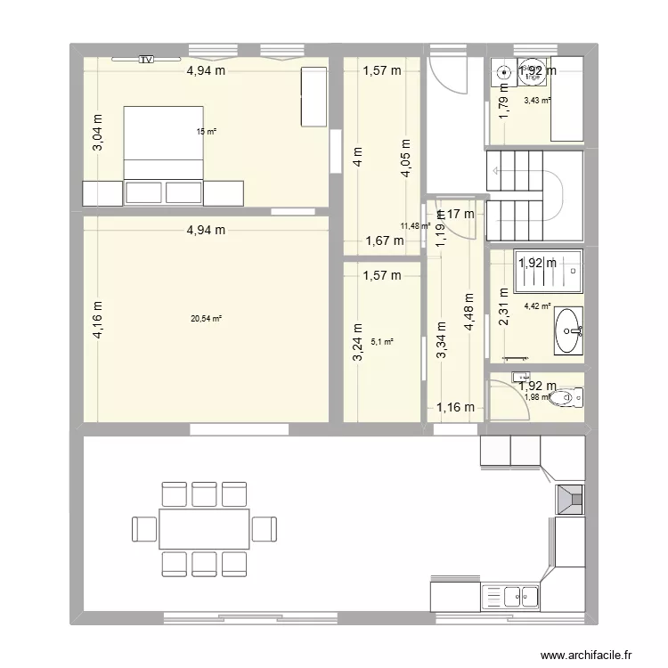 futur nous. Plan de 7  et 62 m²