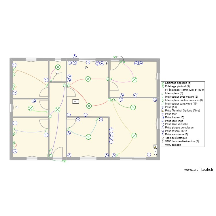 LOQUET. Plan de 7 pièces et 109 m2