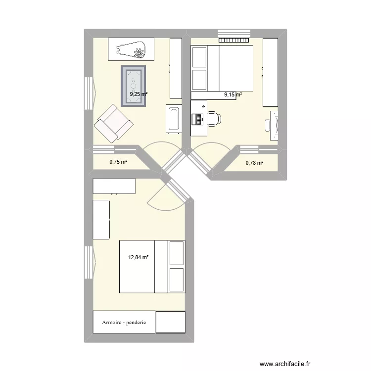 Maison 1er &eacute;tage. Plan de 5  et 33 m²