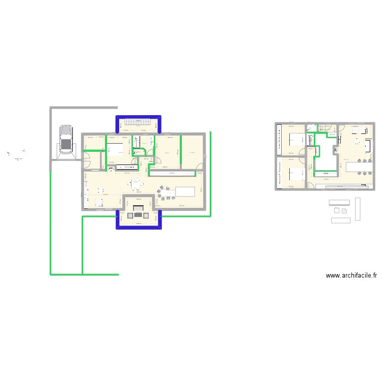 900-1200. Plan de 13 pièces et 236 m2