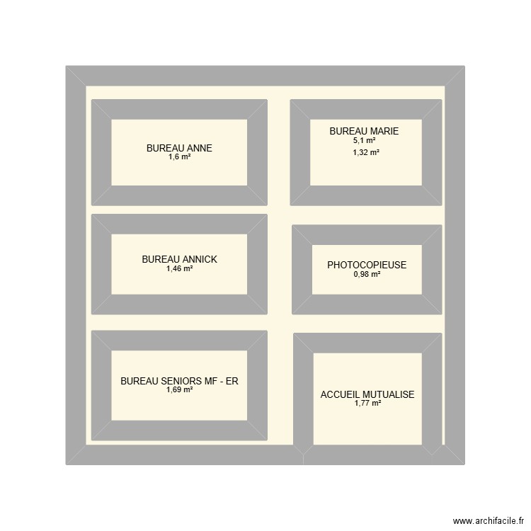 PLAN OCCUPATION BUREAUX SASL et SN - ACCUEIL PUBLIC. Plan de 7 pièces et 29 m2
