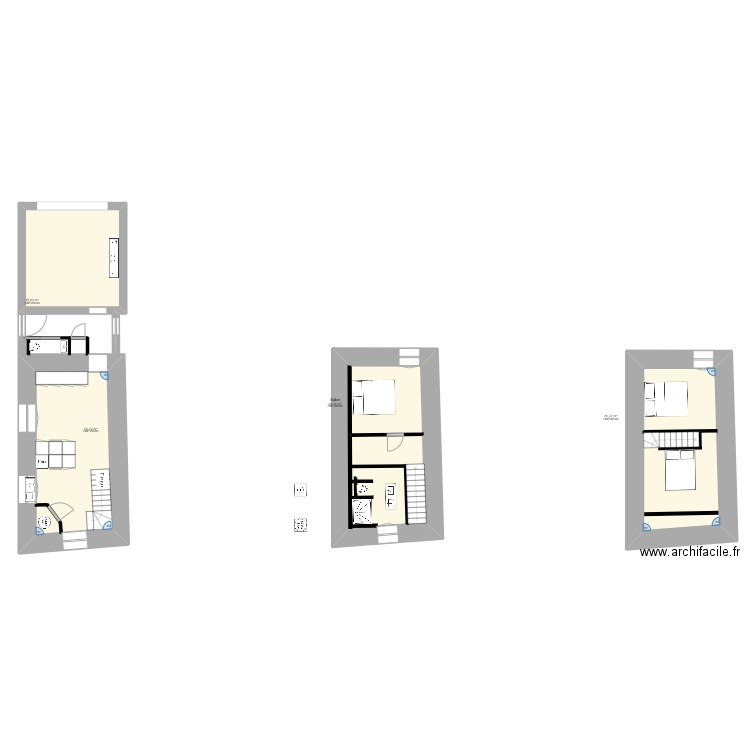 rdc. Plan de 4 pièces et 96 m2