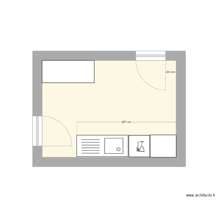 La Parenthèse. Plan de 1 pièce et 9 m2