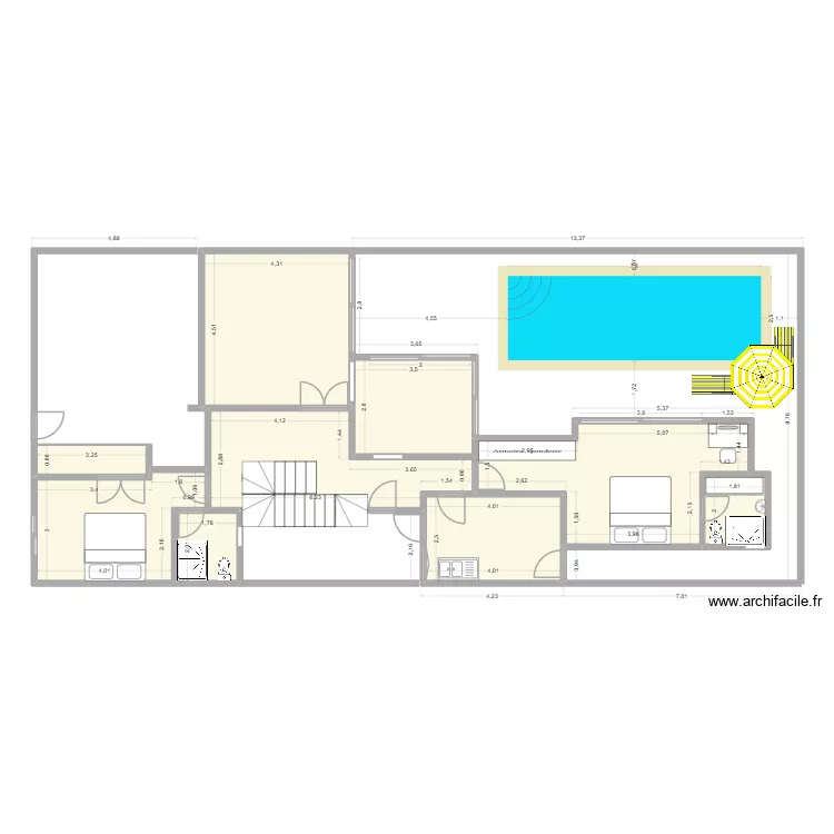 DEBARCADERE 1 VILLA DUPLEX JUMELLES ETAGE. Plan de 9 Pièces et 99 m²