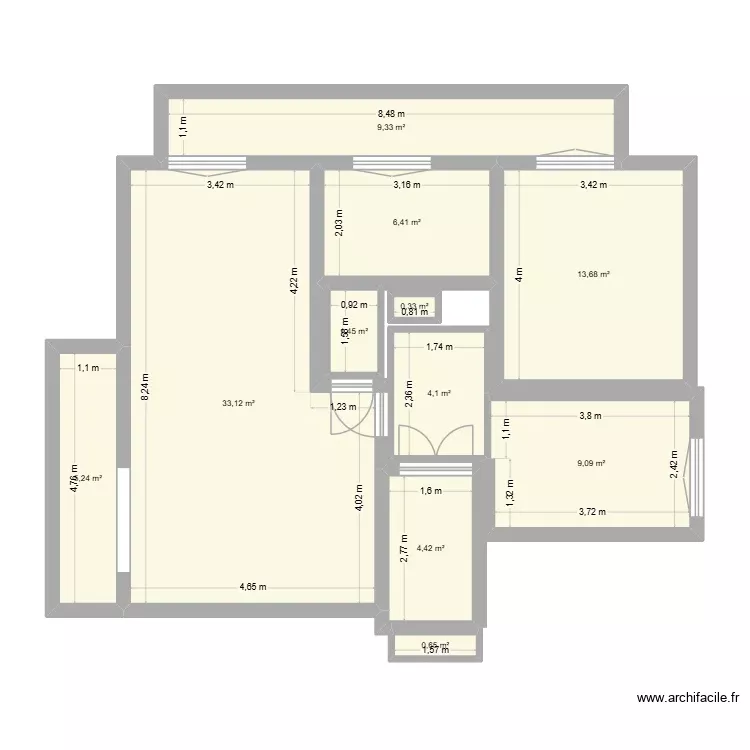 Plan appartement &ndash; reproduction. Plan de 11 Pièces et 88 m²
