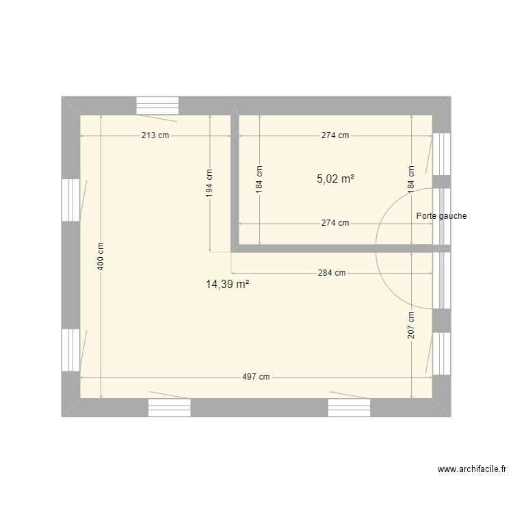 AIMAR . Plan de 2 pièces et 19 m2