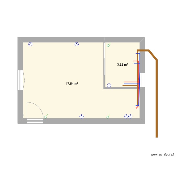 st marie extention. Plan de 2 pièces et 21 m2