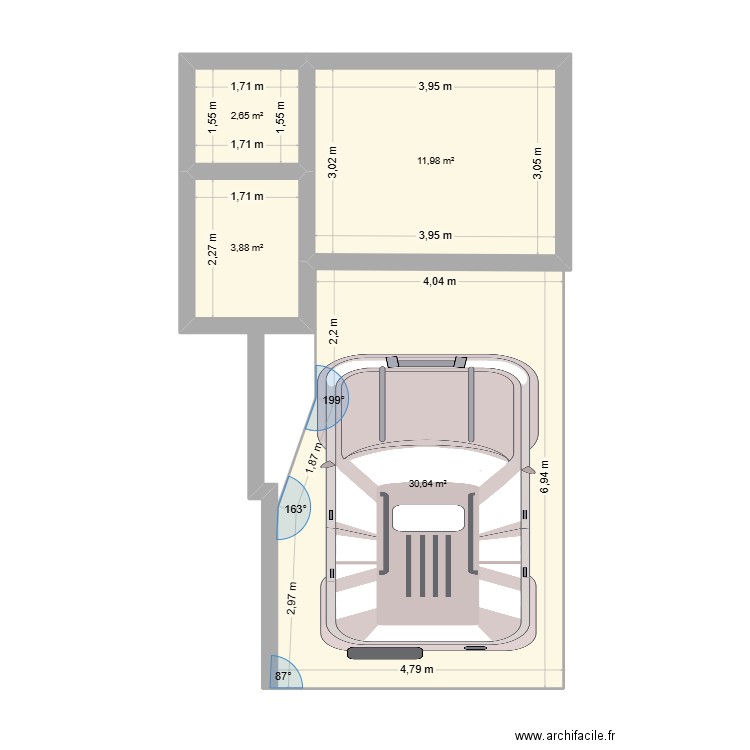 loc code. Plan de 4 pièces et 49 m2