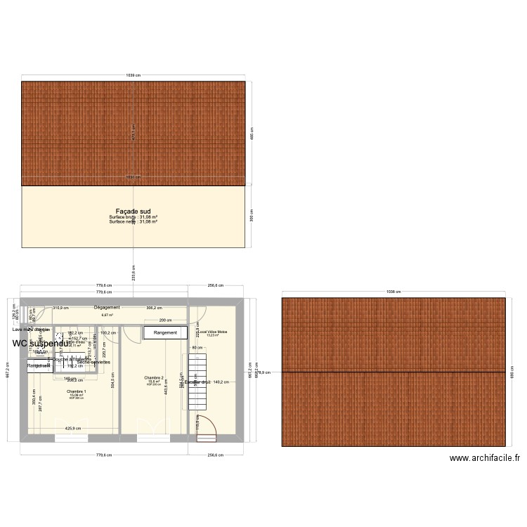 Rivarennes 152. Plan de 6 pièces et 56 m2