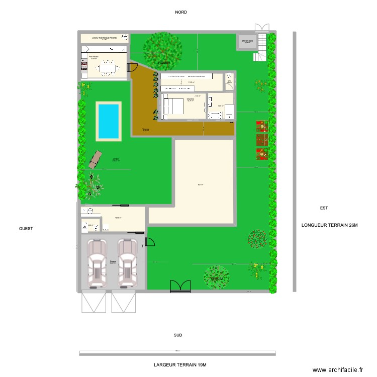 CONSTRUCTION RDC CELLIER . Plan de 14 pièces et 731 m2