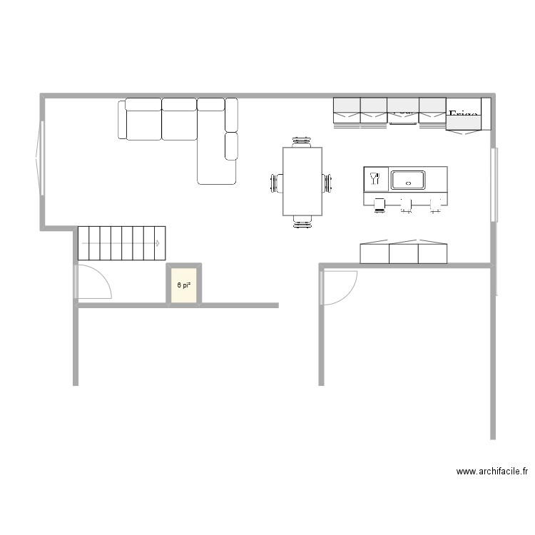 cuisine. Plan de 1 pièce et 1 m2