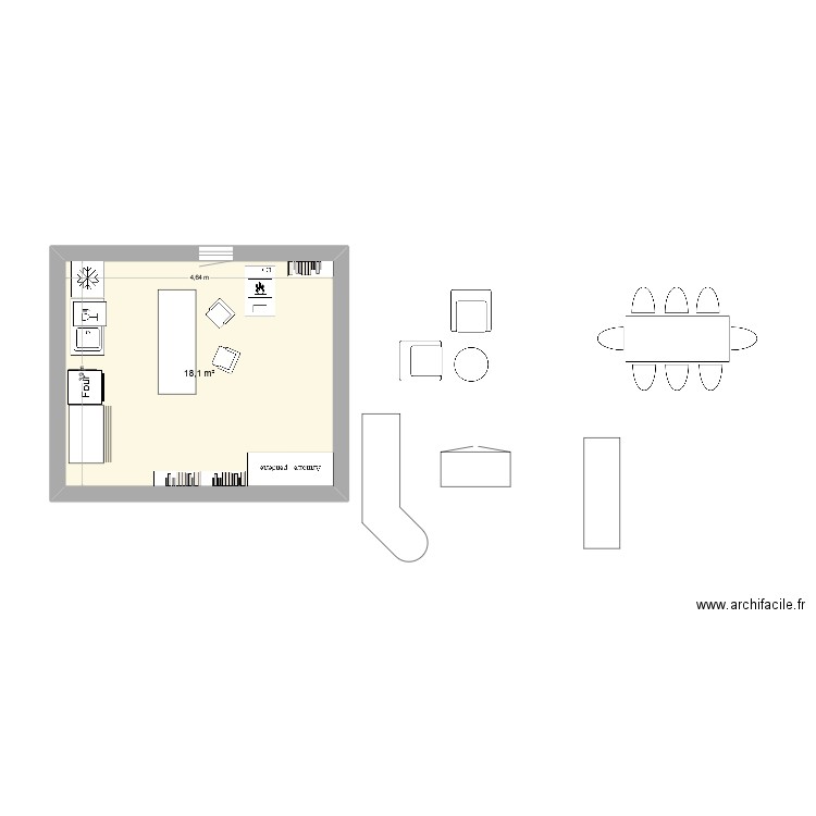 Ker cuisine 1. Plan de 1 pièce et 18 m2