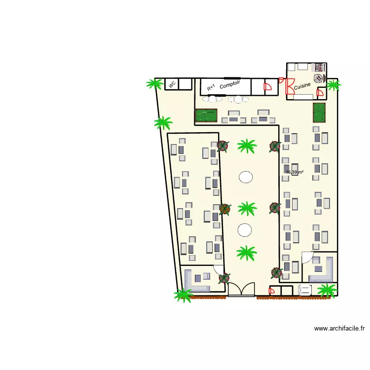 BAR , RESTAURANT FORMULE 7. Plan de 