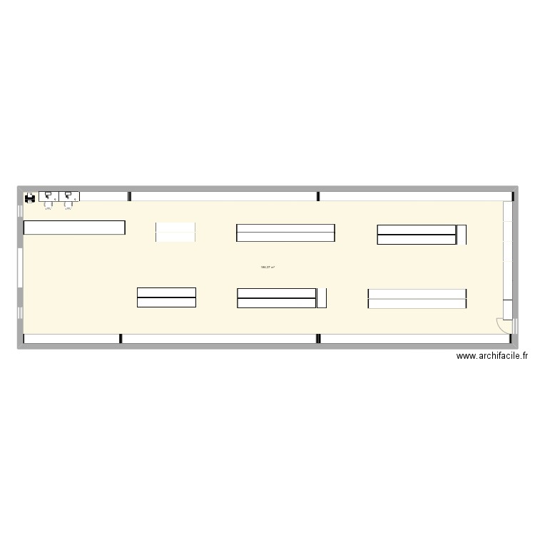 Parapharmacie. Plan de 1 pièce et 186 m2