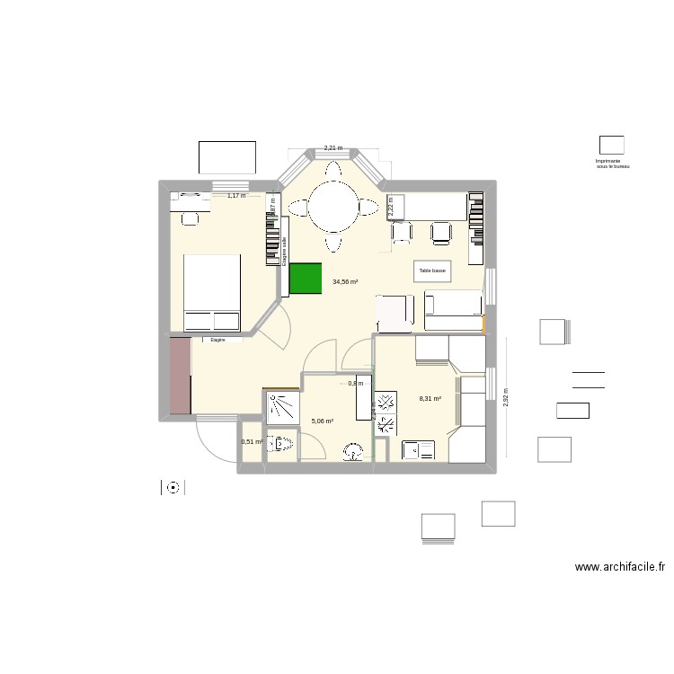 Haie Vignée 8. Plan de 4 pièces et 48 m2
