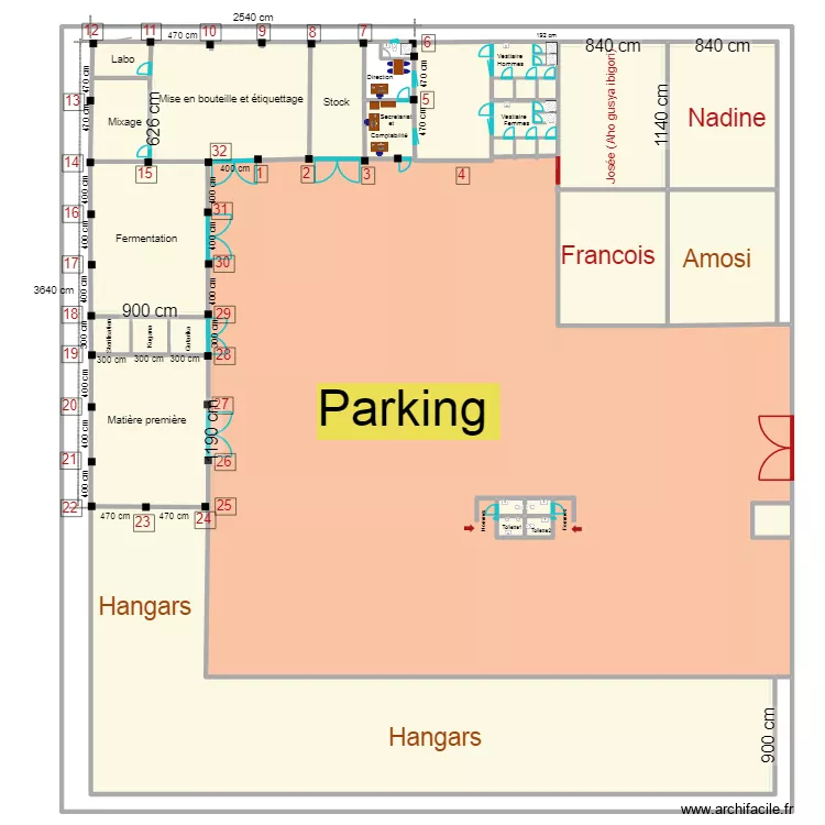 Plan Q10 bis. Plan de 23  et 3120 m²