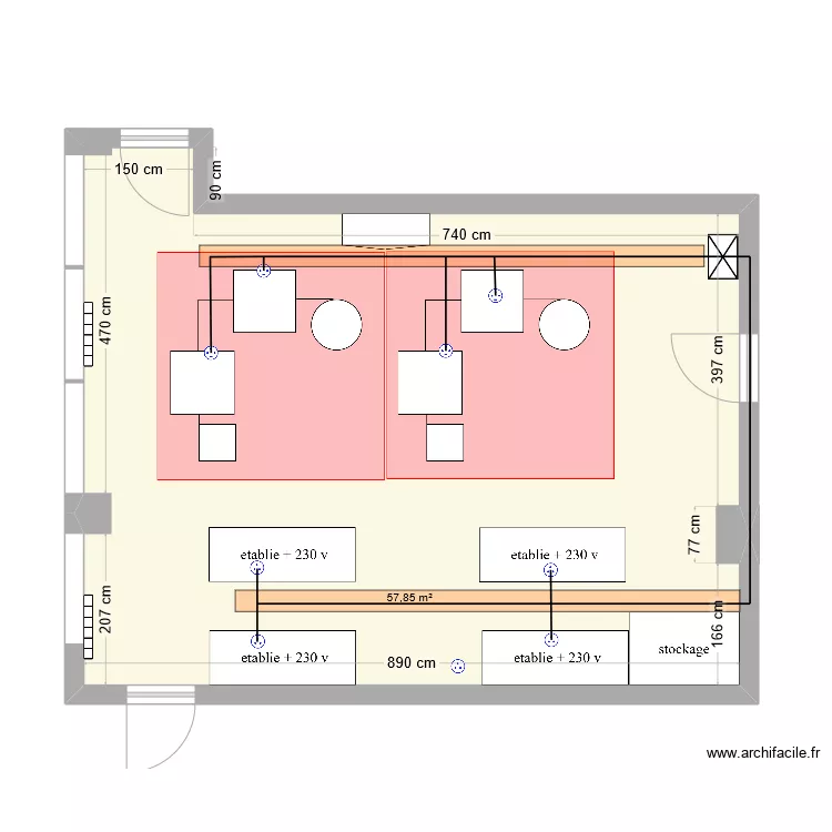 salle 128. Plan de 