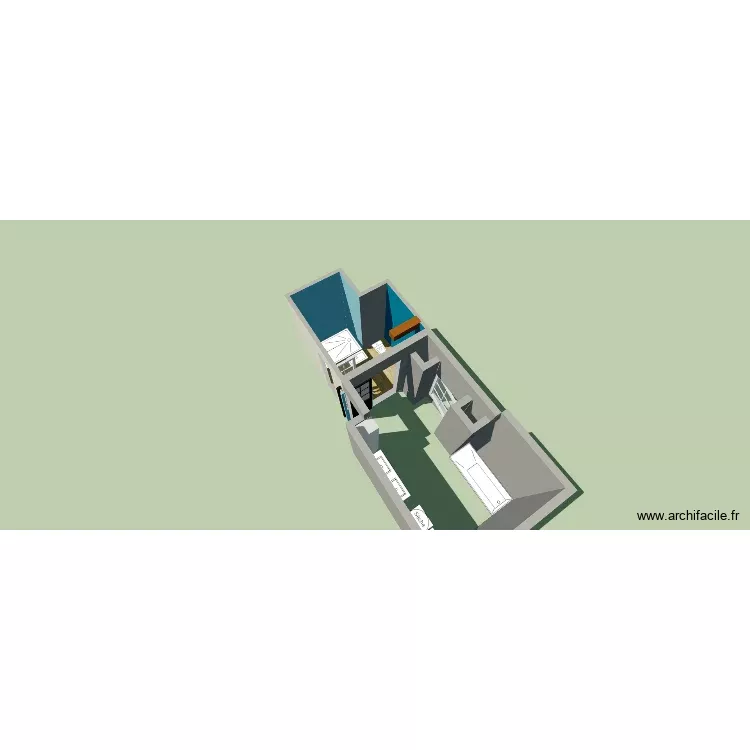 salle de douche et salle de bain. Plan de 1 Pièce et 5 m² salle de douche et salle de bain. Plan de 1 Pièce et 5 m²