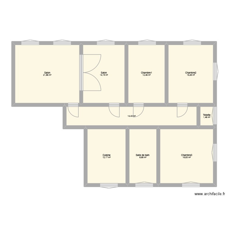 appartement lycée. Plan de 9 pièces et 117 m2
