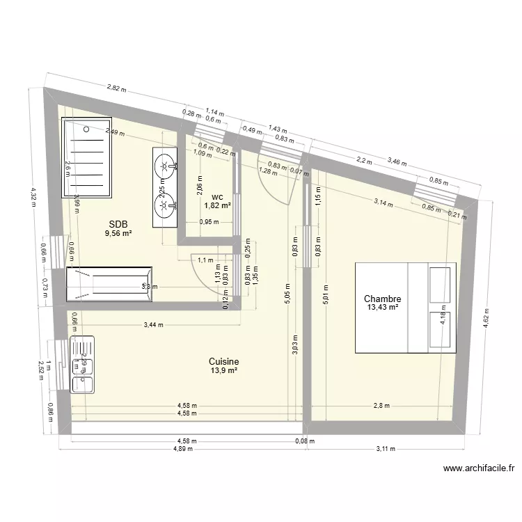 PLAN DEPENDANCE - AZE 2026. Plan de 4  et 39 m²