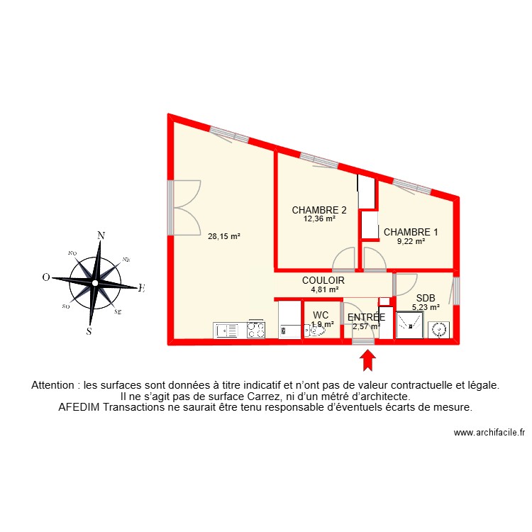 BI 24214. Plan de 7 pièces et 64 m2