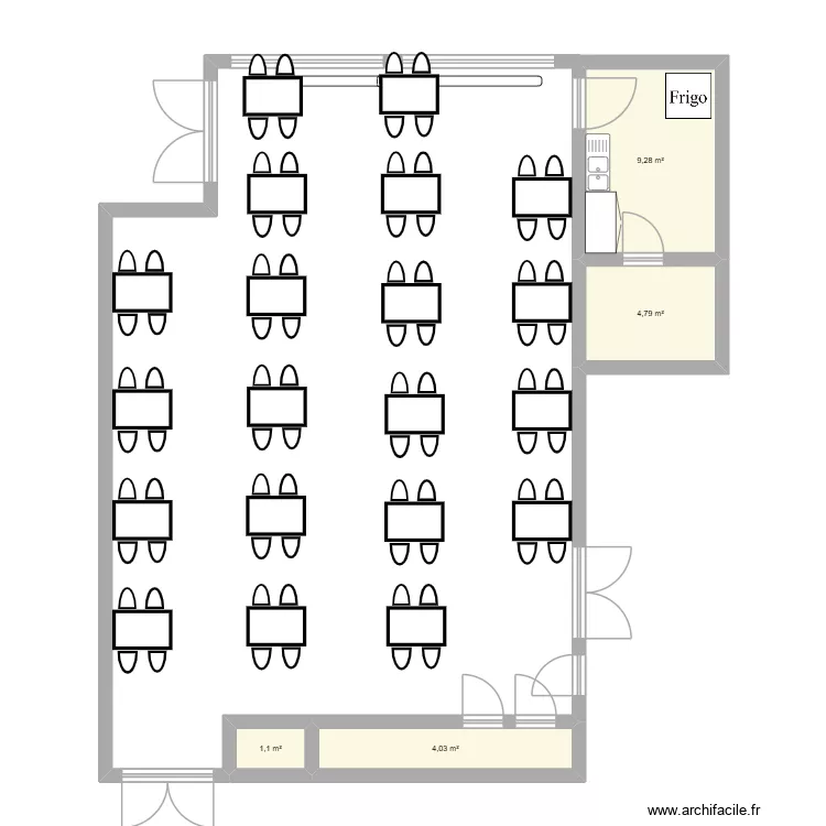 Ory 20 tables. Plan de 4 Pièces et 19 m² Ory 20 tables. Plan de 4 Pièces et 19 m²
