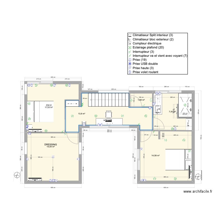 Etage maison 2 St Gilles. Plan de 0 pièce et 0 m2